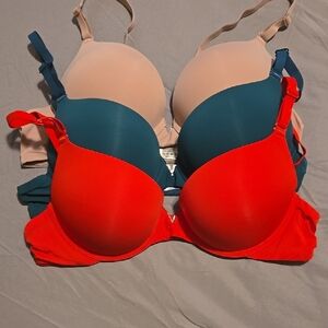 Everyday Push-Up Bra Set - Red, Teal & Nude